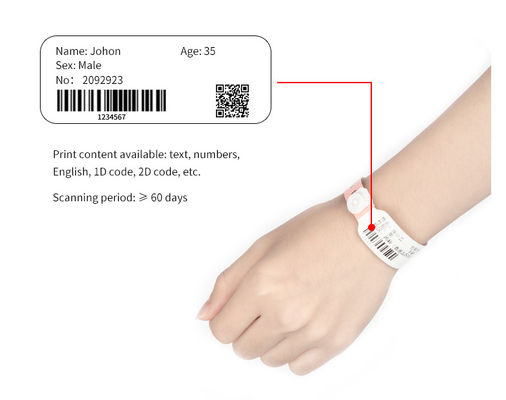 로고 인쇄 PVC 병원 의료 손목밴드, RFID NFC 태그 팔찌 일회용